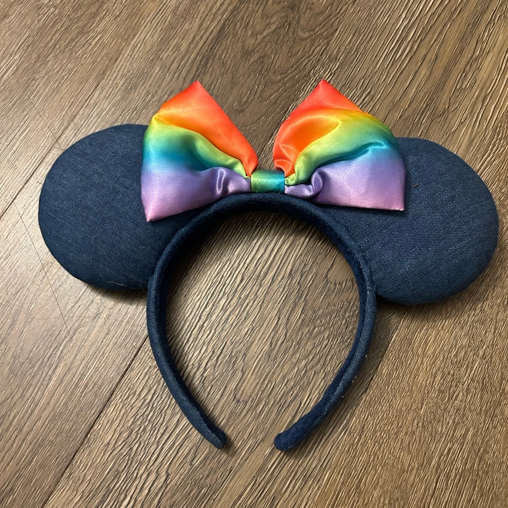 Disney Rainbow Bow Denim Mouse Ears Headband Pride